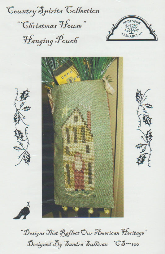 Hhomespun Elegance Christmas House Hanging Pouch cross stitch pattern