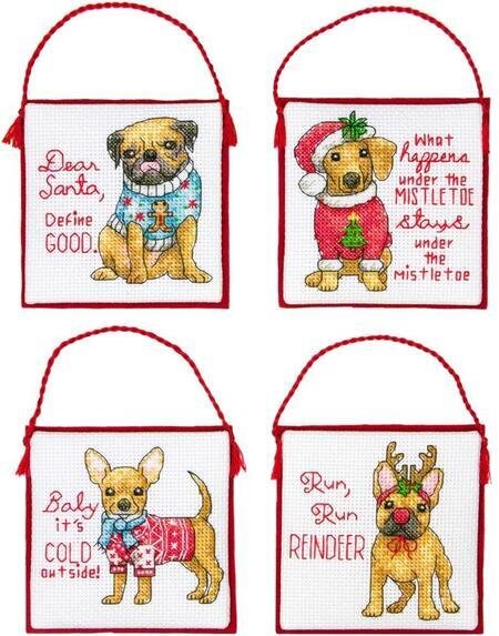 Dimensions Christmas Pups Ornaments 70-08972 cross stitch kit