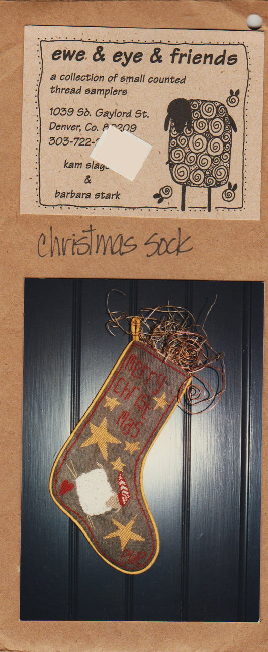 Ewe & Eye Christmas Sock cross stitch pattern