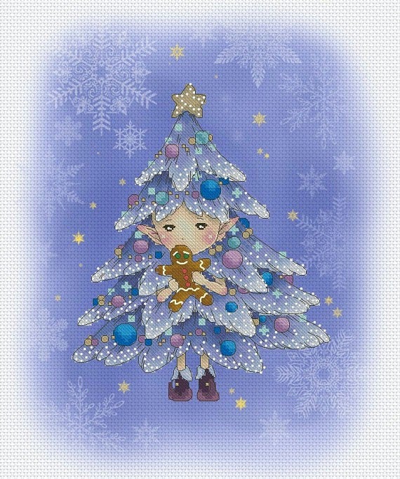 lena lawson Christmas Tree Sprite cross stitch pattern