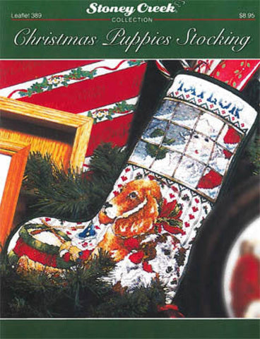 Stoney Creek Christmas Puppies Stocking LFT389 cross stitch pattern