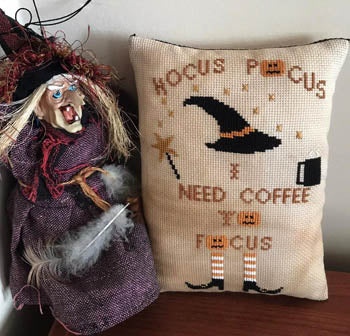 Twin Peak Primitives Coffee to Focus halloween cross stitch pattern