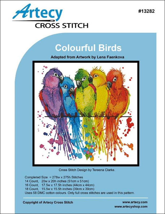 Artecy Colorful Birds cross stitch pattern