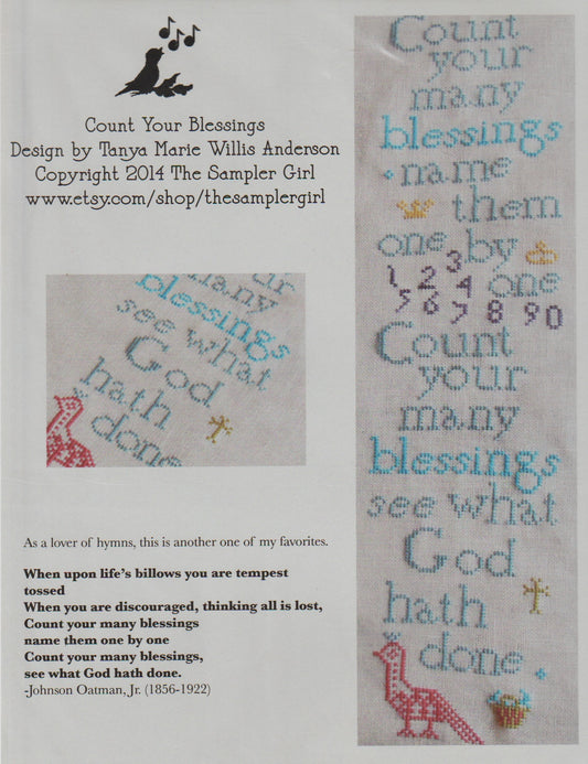 The Sampler Girl Count Your Blessings cross stitch pattern