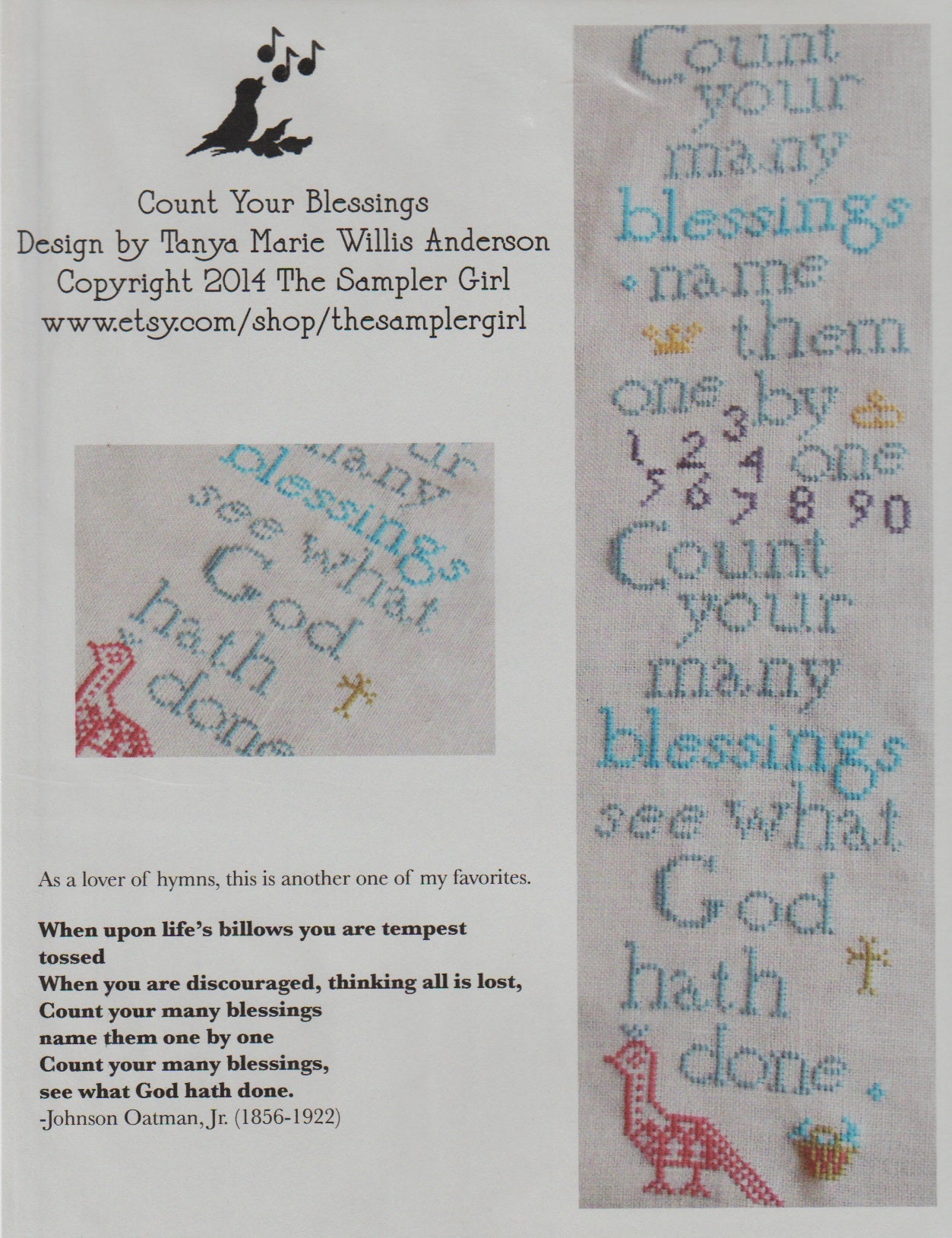 The Sampler Girl Count Your Blessings cross stitch pattern