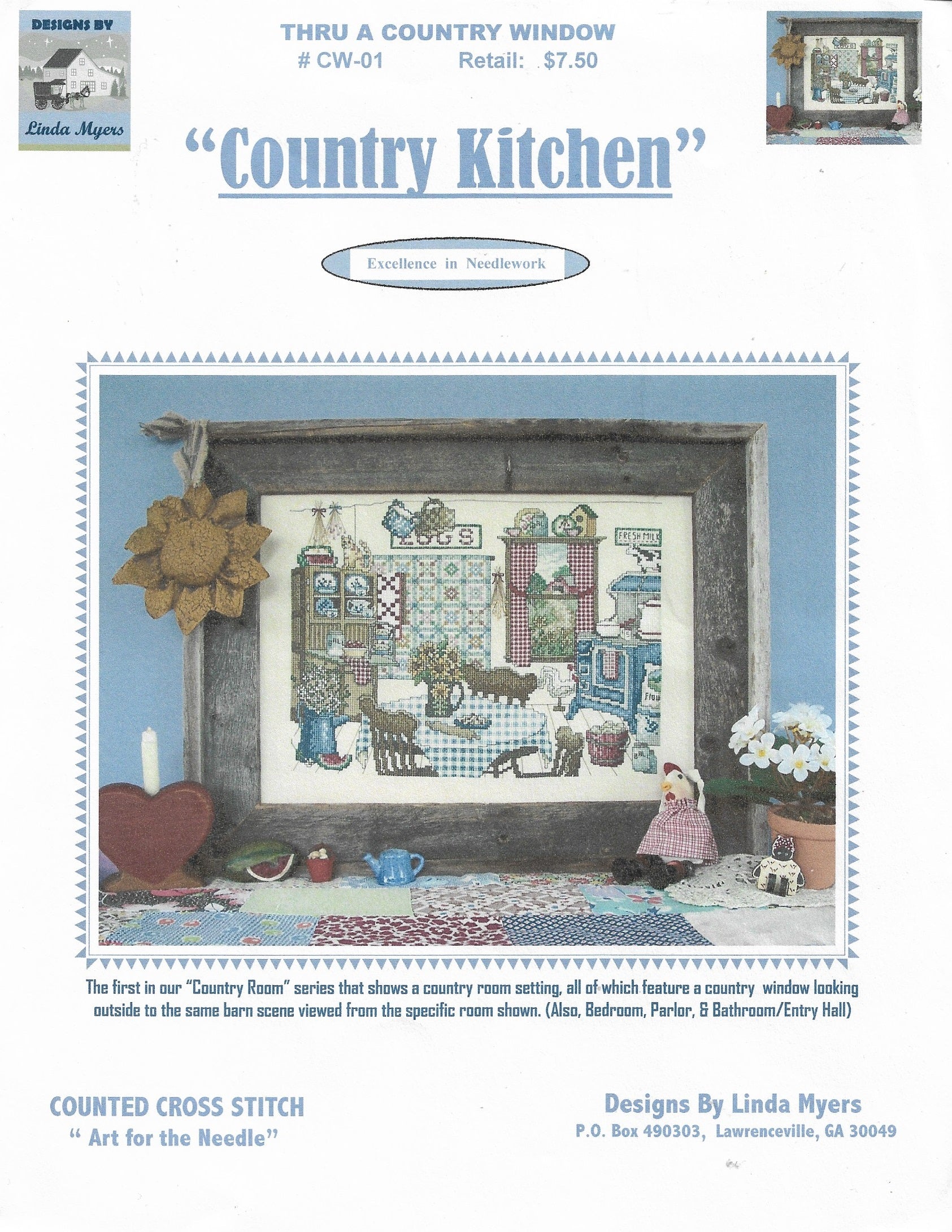 Linda Myers Country Kitchen CW-01 amish quilt cross stitch pattern