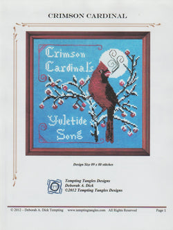 Tempting Tangles Crimson Cardinal bird cross stitch pattern