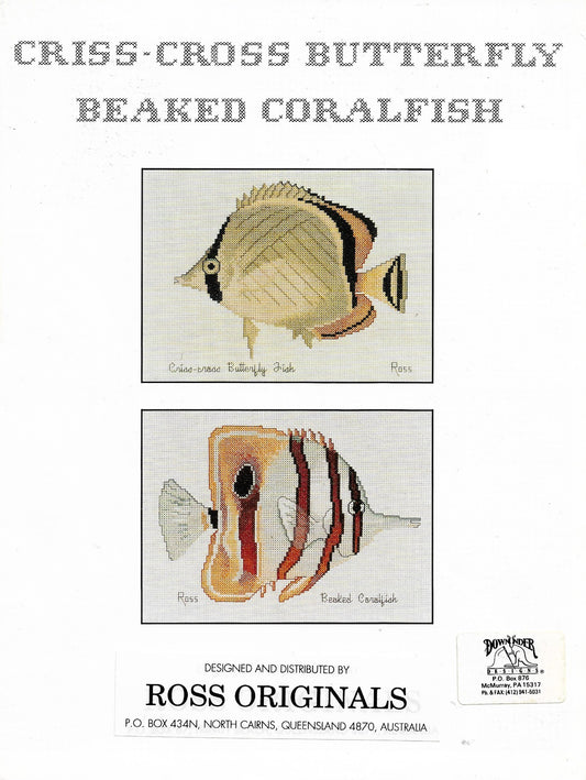 Ross Originals Criss-cross Butterfly Beaked Coralfish tropical fish cross stitch pattern