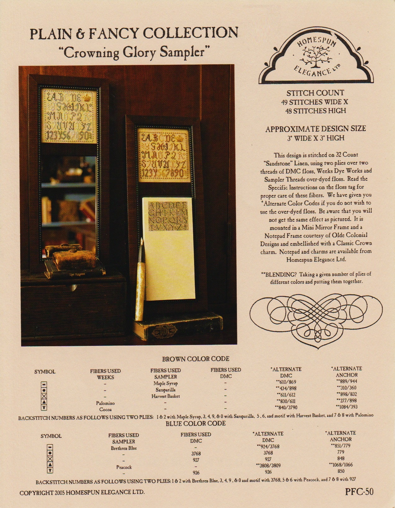 Homespun Elegance Crowning Glory Sampler PFC-50 cross stitch pattern