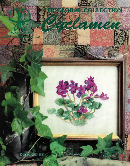 Jeanette Crews Janet Powers Cyclamen 30008 flower cross stitch pattern