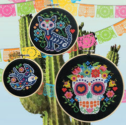 Tiny Modernist Day of the Dead Trio cross stitch pattern