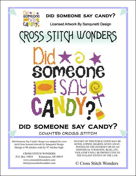 Cross Stitch Wonders Marcia Manning Did Someone Say Candy? Cross stitch pattern