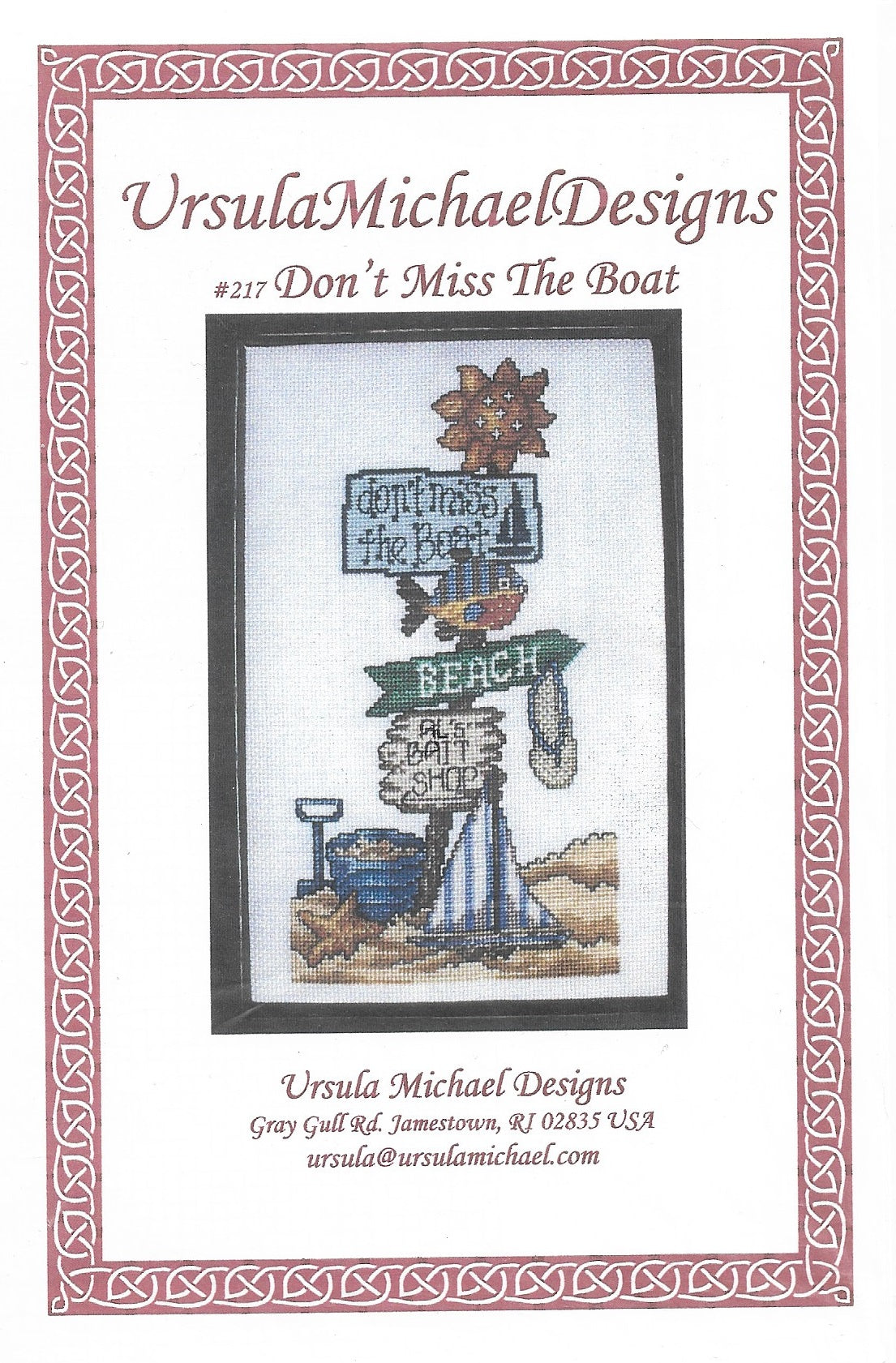 Ursula Michael Designs Don't Miss The Boat cross stitch pattern