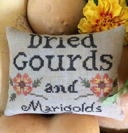 Scarlett House Dried Gourds and Marigolds cross stitch pattern