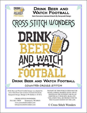 Cross Stitch Wonders Carolyn Manning Drink Beer and Watch Football Cross stitch pattern
