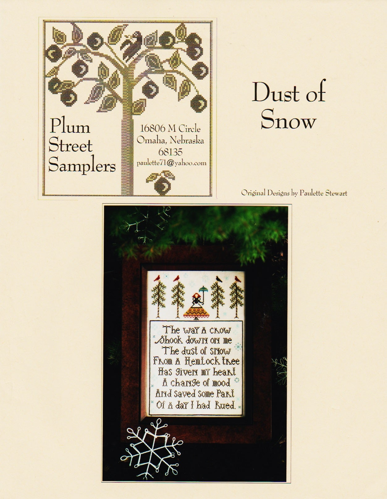 Plum Street Samplers Dust of Snow cross stitch pattern