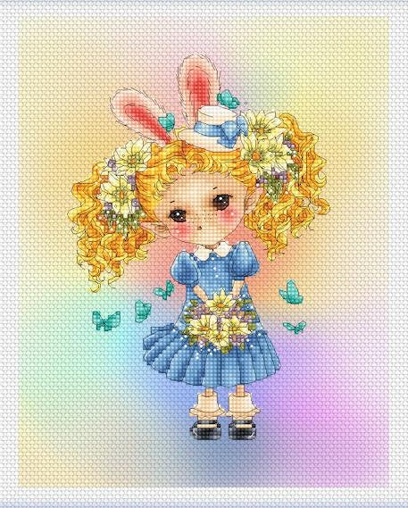 Lena lawson Easter Elf Sprite cross stitch pattern