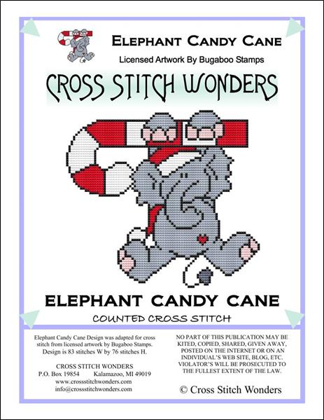 Cross Stitch Wonders Carolyn Manning Elephant Candy Cane Critter Christmas Cross stitch pattern
