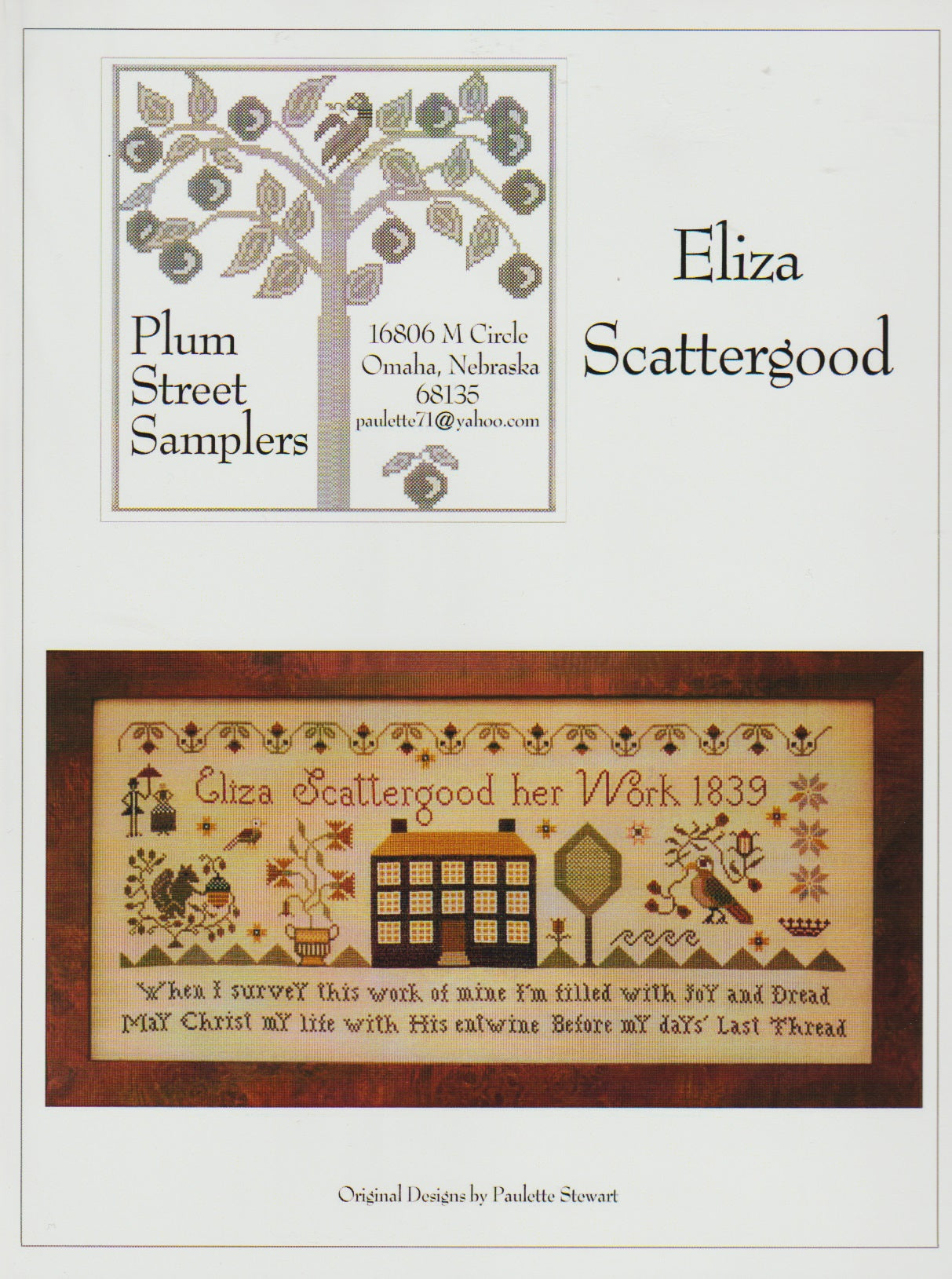 Plum Street Samplers Eliza Scattergood cross stitch pattern