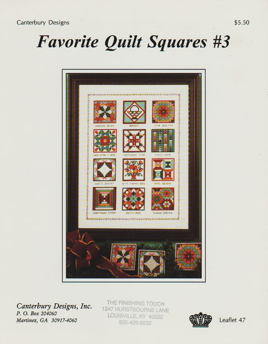 Canterbury Designs Favorite Quilt Squares #3 cross stitch pattern