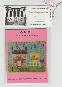 Counted Confections February Conversation Heart Cottage cross stitch pattern