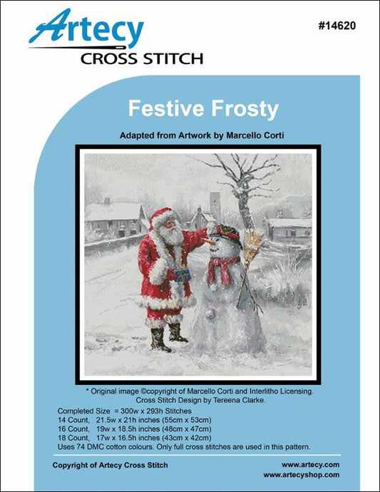 Artecy Festive Frosty 14620 christmas snowman cross stitch pattern