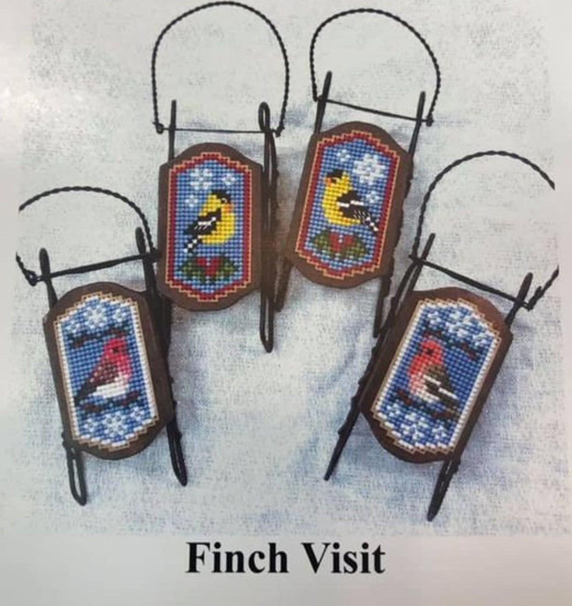 Foxwood Crossing Finch Visit bird cross stitch pattern