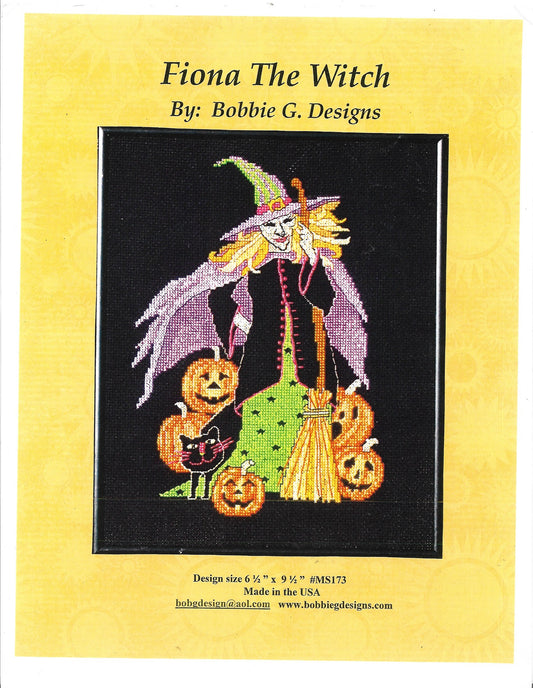 Bobbie G. Fiona The Witch halloween cross stitch pattern