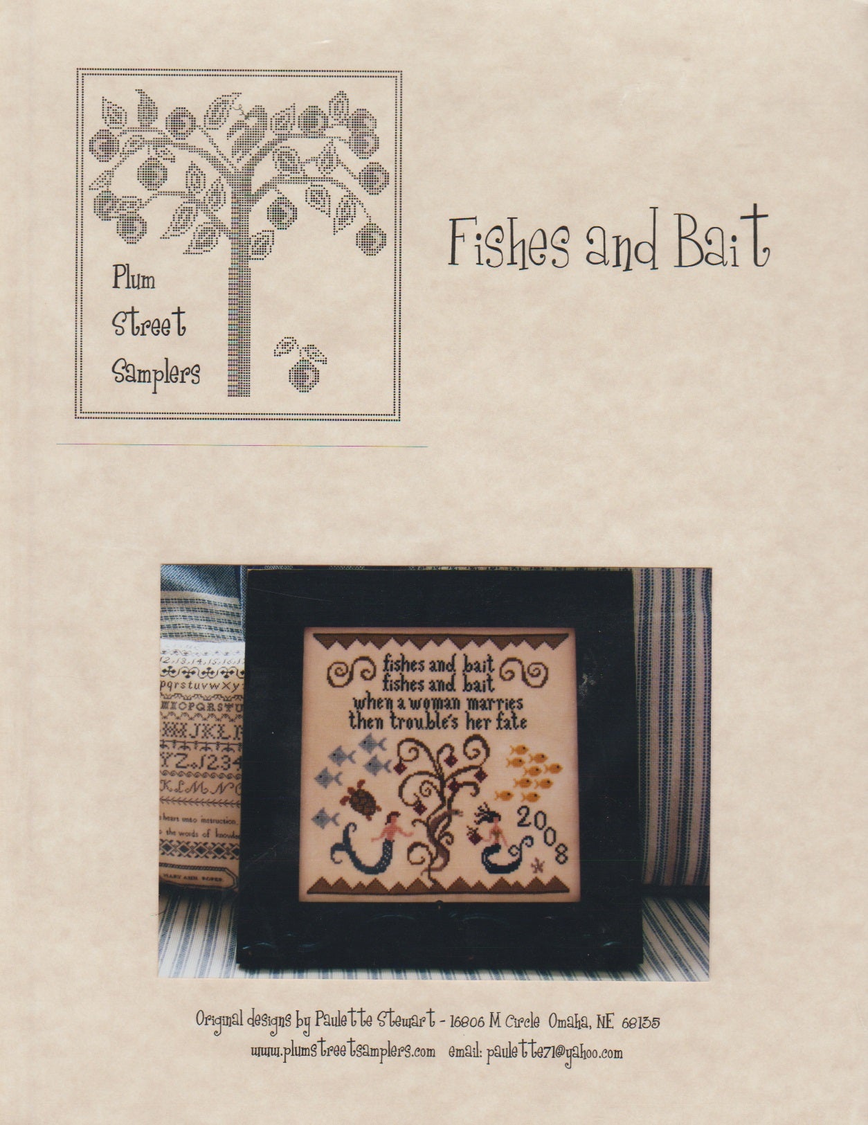 Plum Street Samplers Fishes and Bait cross stitch pattern