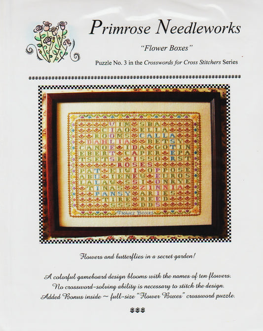 Primrose Needleworks Flower Boxes cross stitch pattern