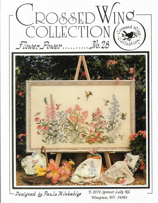 Crossed Wing Collection  Flower Power No. 28 bird cross stitch pattern