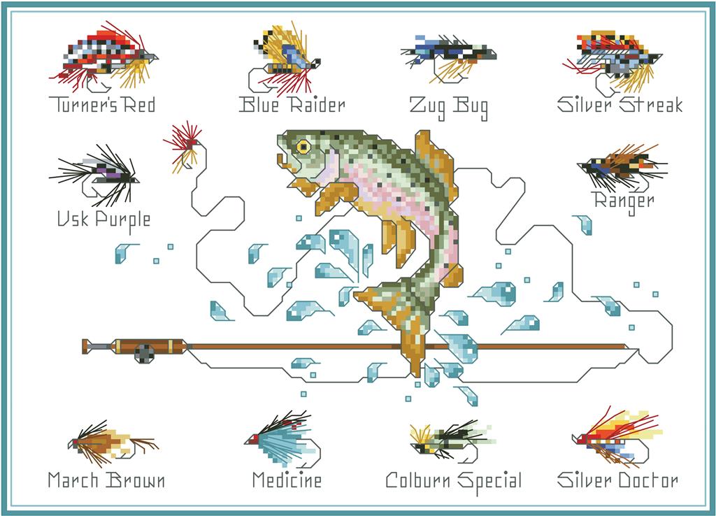Fly Fishing pattern – Sandra's Stitch Stash