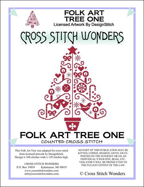 Cross Stitch Wonders Marcia Manning Folk Art Tree One Cross stitch pattern