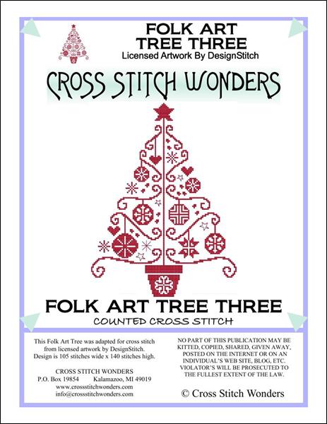 Cross Stitch Wonders Marcia Manning Folk Art Tree Three Cross stitch pattern