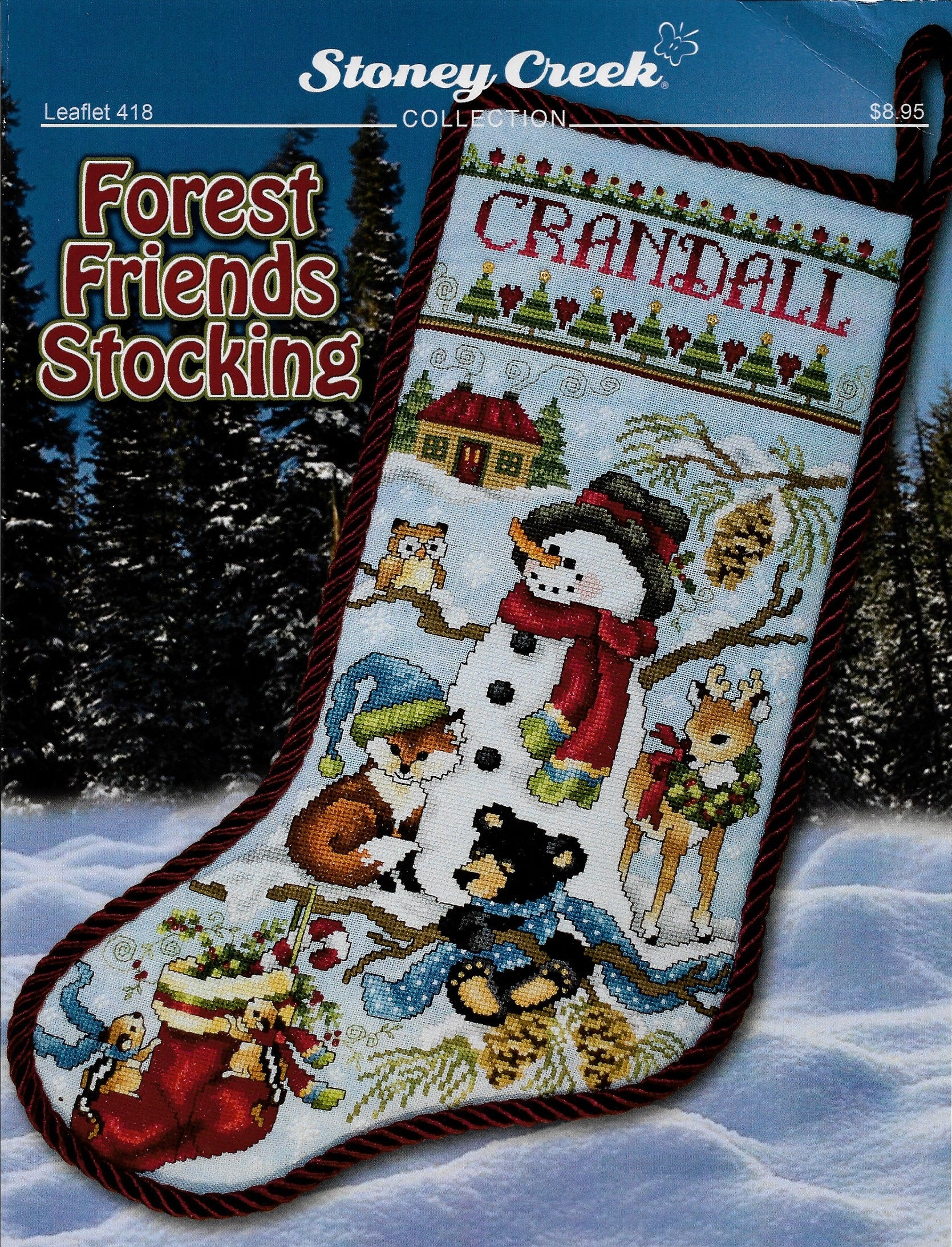 Stoney Creek Forest Friends Stocking LFT418 Christmas Stocking cross stitch pattern