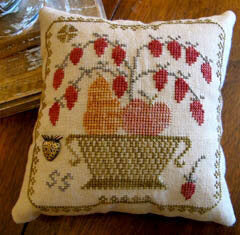 Homespun Elegance Fruit Pot PFC-117 cross stitch pillow pattern