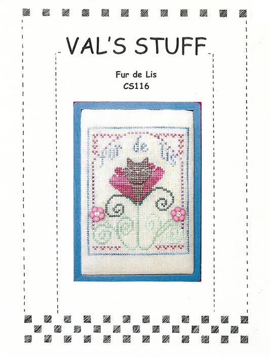 Val's Stuff Fur de Lis cat cross stitch pattern