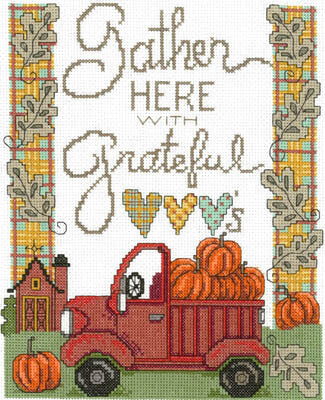 Imaginating Gather With Grateful Hearts 3222 thanksgiving cross stitch pattern