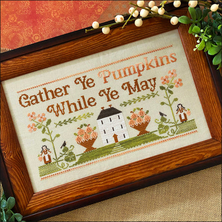 Little House Needleworks Gather Ye PumpkinsAutumn cross stitch pattern