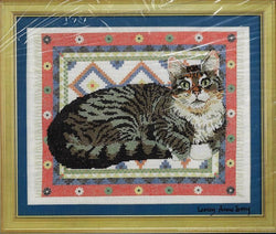Designs For The Needle Gemma on a Dhurrie 5603 cat cross stitch kit