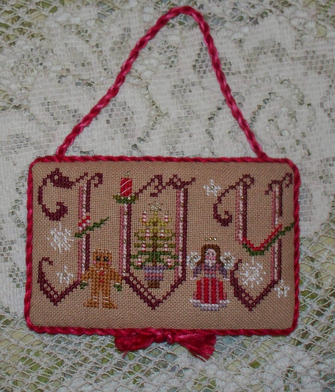 Just Nan Ginger Joy JN169 christmas ornament cross stitch pattern