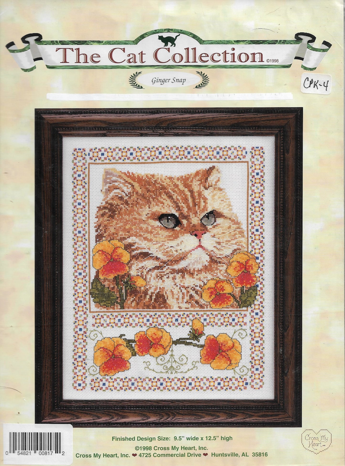 Cross My Heart Ginger Snap cat collection cross stitch pattern