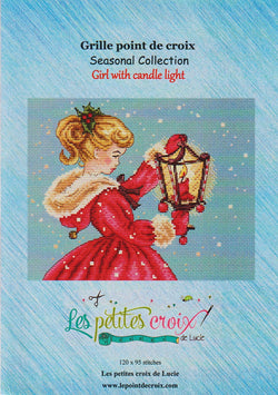 Les petites croix de Lucie Girl with Candle Light cross stitch pattern