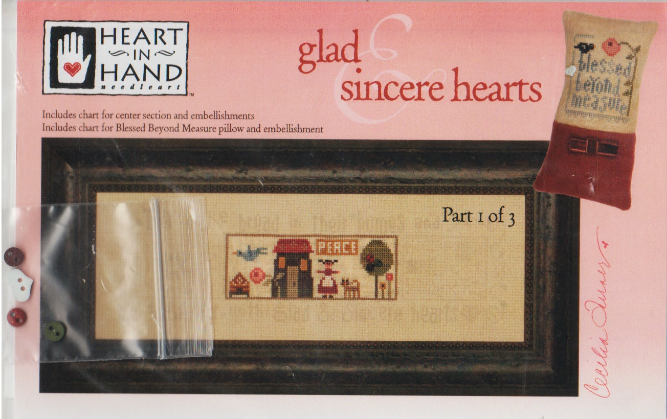 Heart In Hand Glad Sincere Hearts part 1 cross stitch pattern
