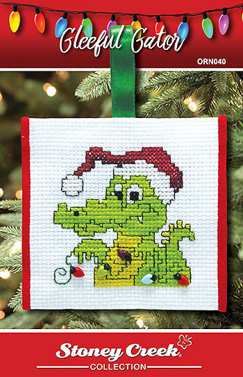 Stoney Creek Gleeful Gator ORN040 christmas ornament cross stitch pattern