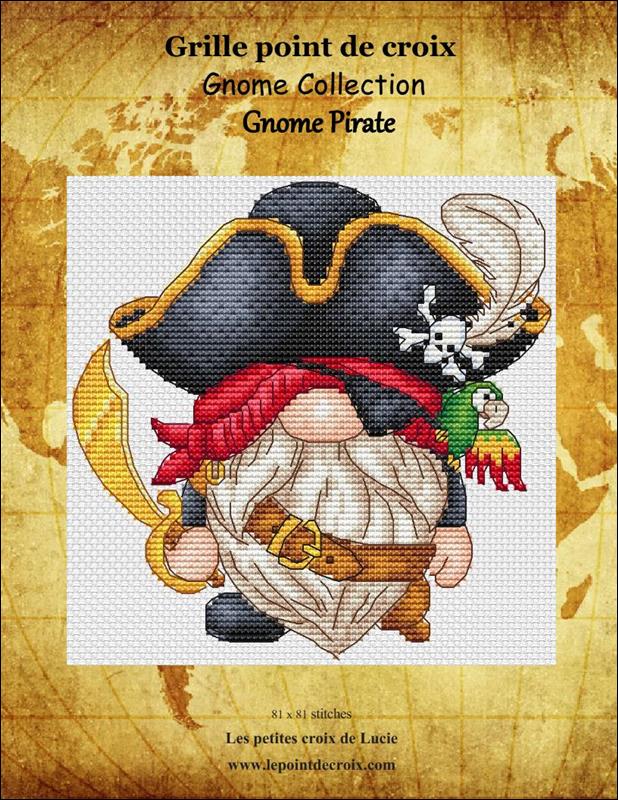 Grille Point de Croix Gnome Pirate cross stitch pattern