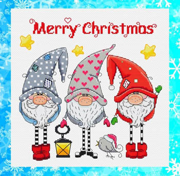 Les Petites croix de Lucie Gnomes de Noel (Christmas Gnomes) cross stitch pattern