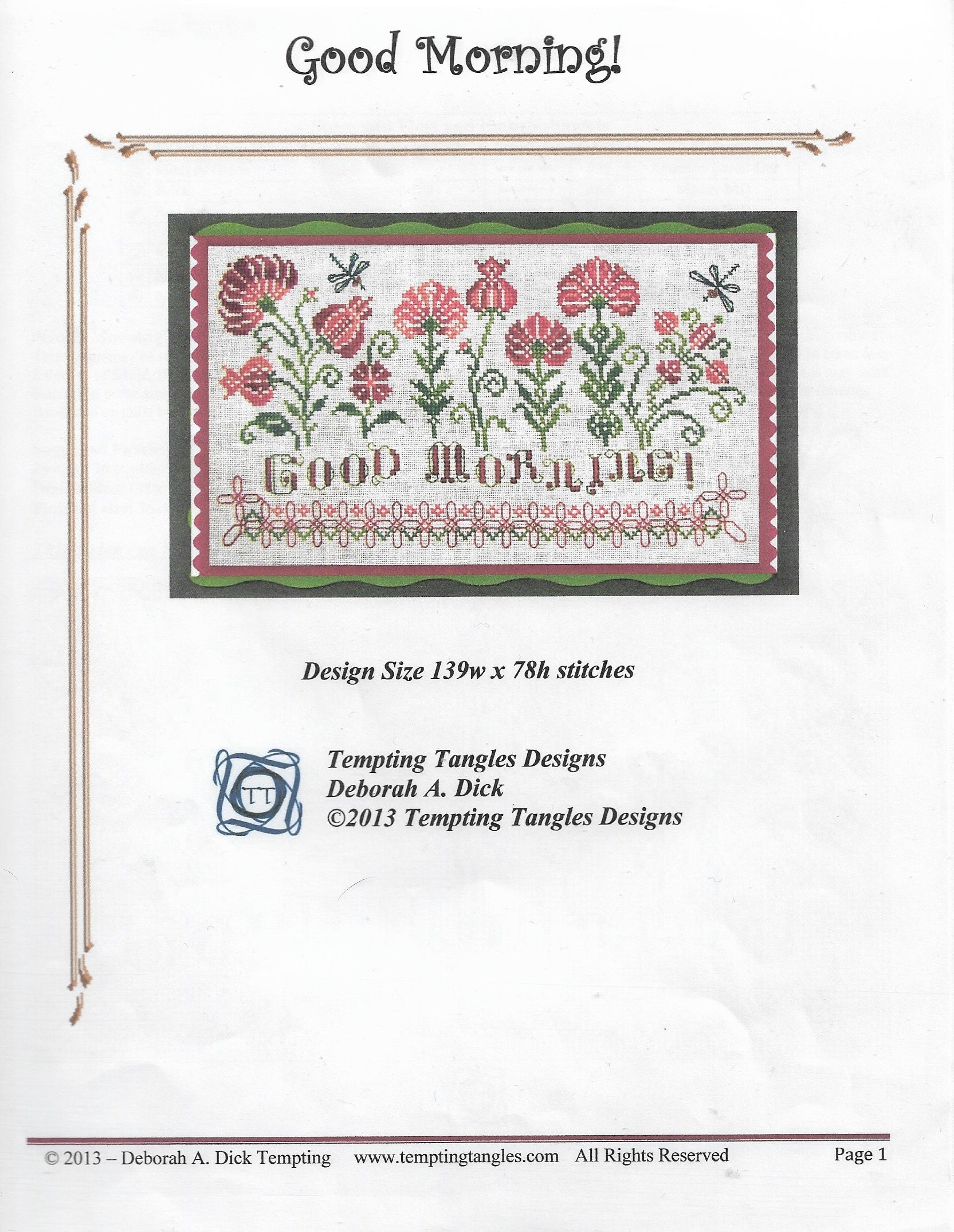 Tempting Tangle Designs Good Morning! cross stitch pattern