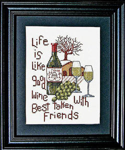 Bobbie G. Good Wine Good Friends MS68 cross stitch pattern