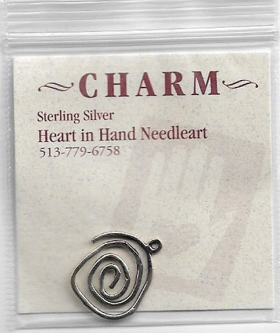 Heart in Hand Large Swirl sterling silver charm